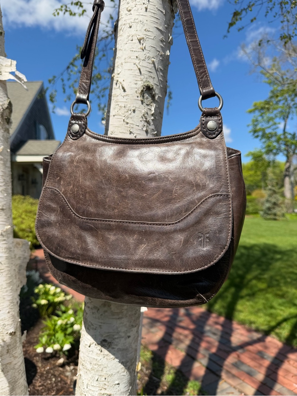 Frye Melissa Saddle Bag Brown Leather Crossbody Shoulder Bag Boho Western - Picture 2 of 15